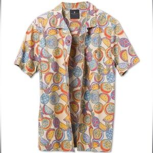 Junk Food Maxim Printed Brown Over Short Sleeve Printed Camp Button Down XXL